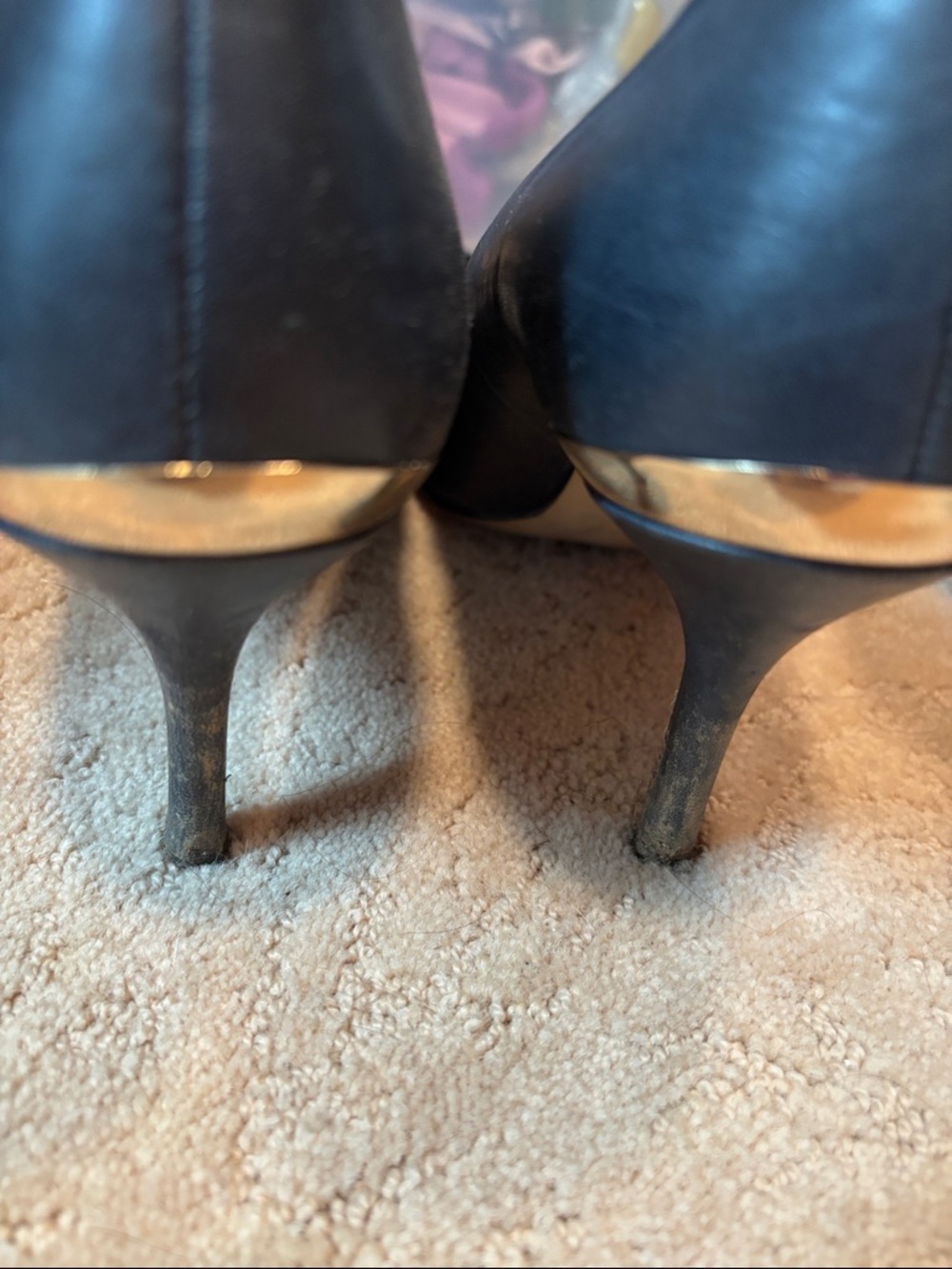 Three pairs of Louis et Cie peep toe heels. Navy, beige and black. - Picture 7 of 10